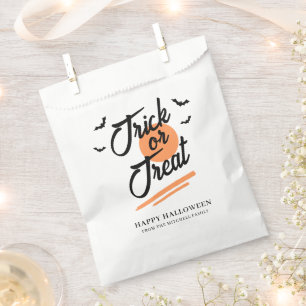 Trick or Treat Halloween Family Modern Script  Favour Bags