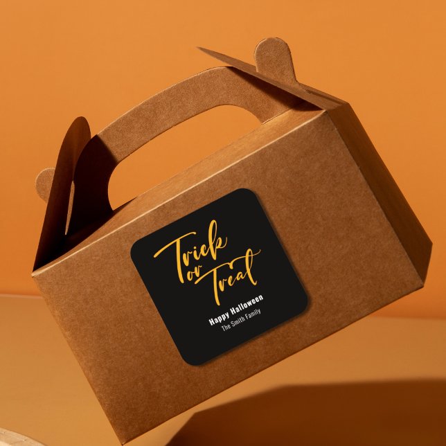 Trick or Treat Halloween Favour Treat Sticker (Modern Script Trick Or Treat Happy Halloween Sticker )