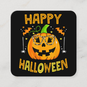Trick Or Treat Halloween Funny Pumpkin Happy Hallo Square Business Card