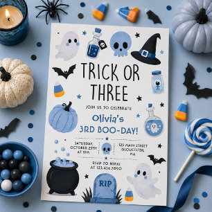 Trick Or Treat Halloween Ghost 3rd Birthday Party Invitation