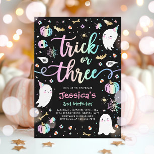 Trick Or Treat Halloween Ghost 3rd Birthday Party Invitation