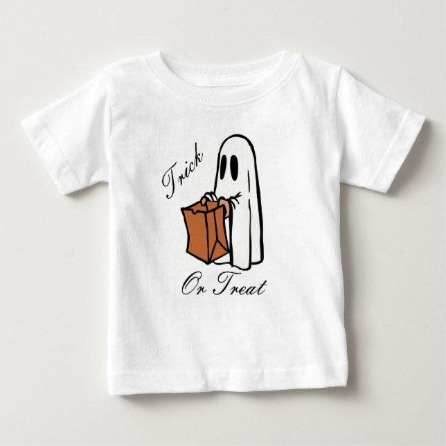 Trick Or Treat Halloween Ghost Baby T-Shirt (Front)