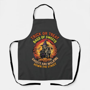 Trick Or Treat Halloween Ghost Pumpkin Haunted Hou Apron
