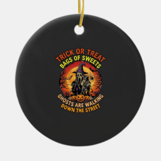 Trick Or Treat Halloween Ghost Pumpkin Haunted Hou Ceramic Tree Decoration