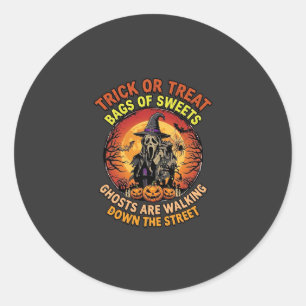Trick Or Treat Halloween Ghost Pumpkin Haunted Hou Classic Round Sticker