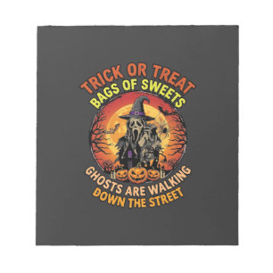 Trick Or Treat Halloween Ghost Pumpkin Haunted Hou Notepad