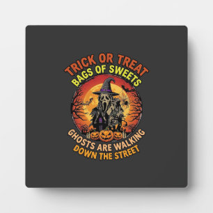 Trick Or Treat Halloween Ghost Pumpkin Haunted Hou Plaque