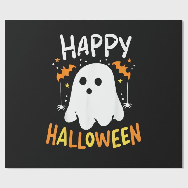 Trick Or Treat Halloween Ghost Wrapping Paper (Flat)