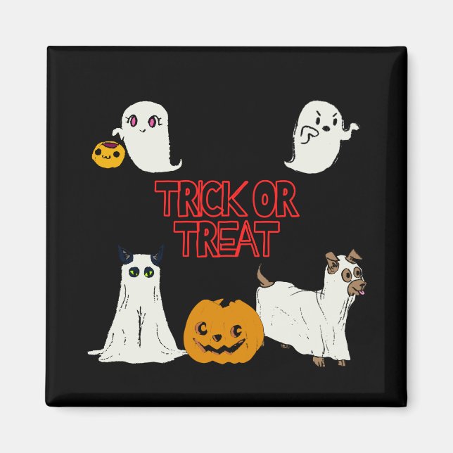 Trick or Treat Halloween Ghosts Magnet (Front)