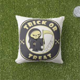 Trick or treat Halloween grim reaper character Cushion