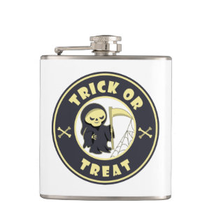 Trick or treat Halloween grim reaper character Hip Flask