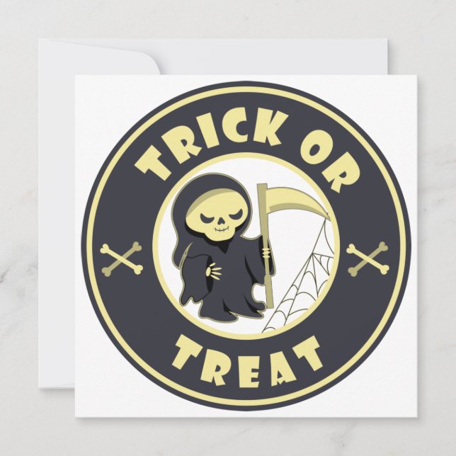 Trick or treat Halloween grim reaper character Invitation (Front)