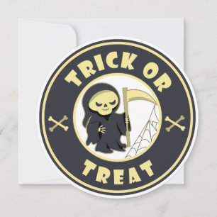 Trick or treat Halloween grim reaper character Invitation