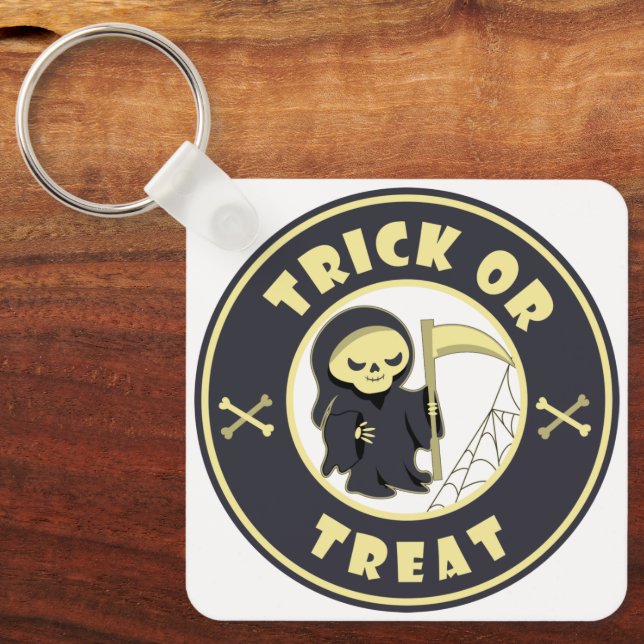 Trick or treat Halloween grim reaper character Key Ring (Front)