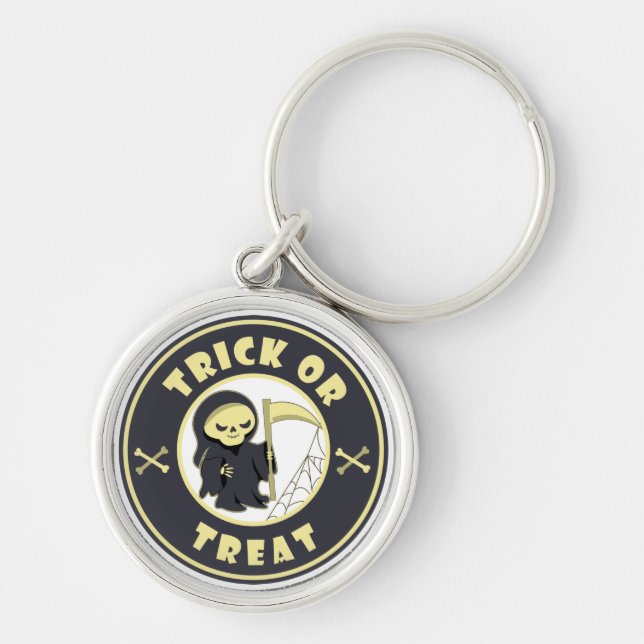 Trick or treat Halloween grim reaper character Key Ring (Front)