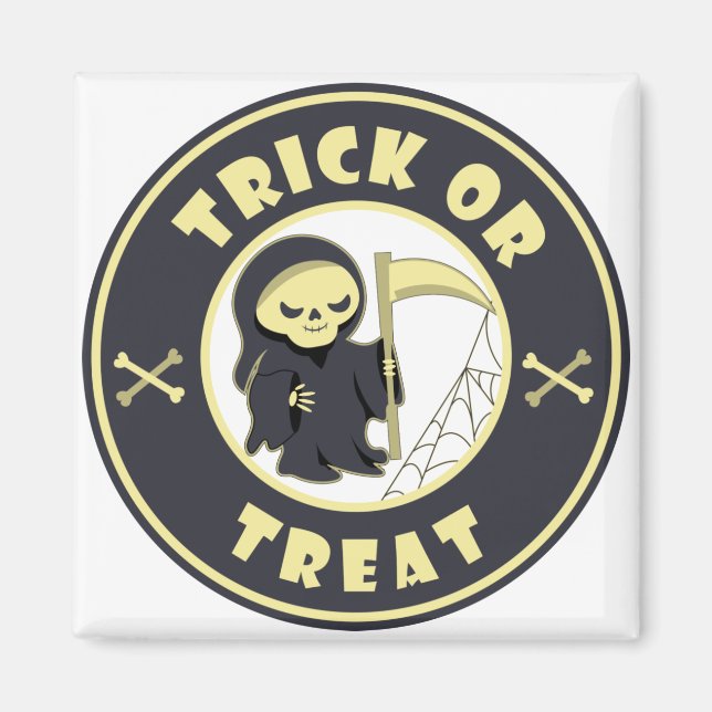 Trick or treat Halloween grim reaper character Magnet (Front)