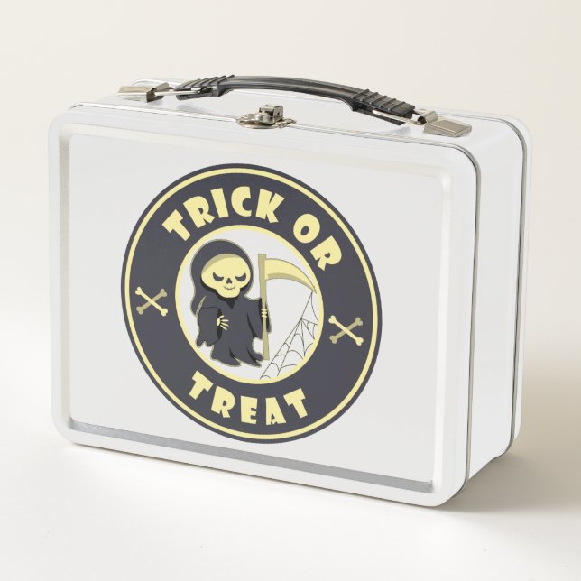 Trick or treat Halloween grim reaper character Metal Lunch Box (Front)