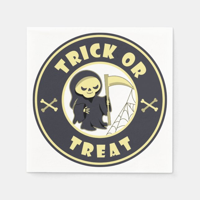 Trick or treat Halloween grim reaper character Napkin (Front)