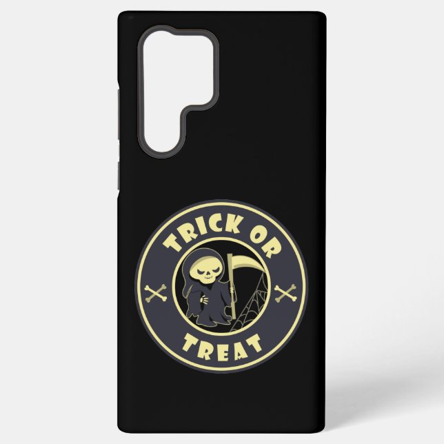 Trick or treat Halloween grim reaper character Samsung Galaxy S22 Ultra Case (Back)