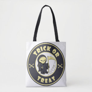 Trick or treat Halloween grim reaper character Tote Bag