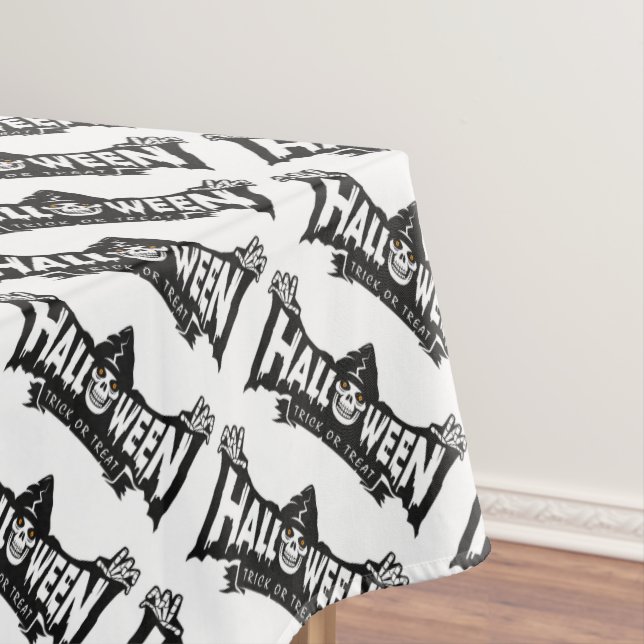 Trick or Treat Halloween Grim Reaper Tablecloth (In Situ)