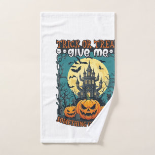 Trick Or Treat Halloween Haunted House Pumpkins Mo Hand Towel