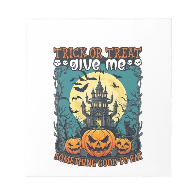 Trick Or Treat Halloween Haunted House Pumpkins Mo Notepad (Front)