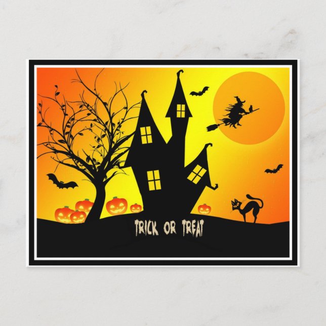 Trick or Treat, Halloween Invitation Postcard (Front)