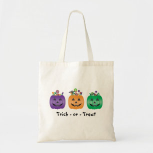 Trick Or Treat Halloween Jack O Lantern Candy Pail Tote Bag