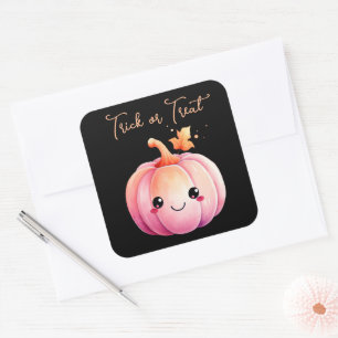 Trick Or Treat Halloween Kawaii Pumpkin Square Sticker