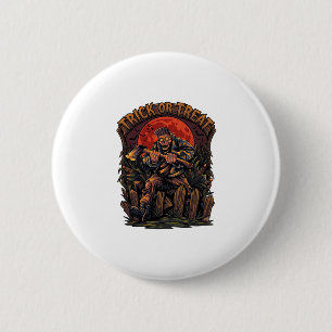 Trick Or Treat Halloween Killer Skeleton Axe Red M 6 Cm Round Badge