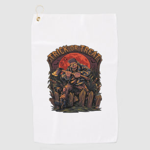 Trick Or Treat Halloween Killer Skeleton Axe Red M Golf Towel