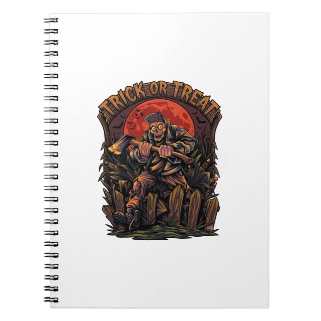 Trick Or Treat Halloween Killer Skeleton Axe Red M Notebook (Front)