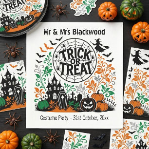 Trick or Treat Halloween Mr And Mrs Costume Party  Napkin