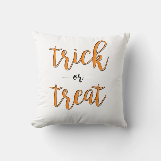 trick or treat halloween orange black simple cushion (Front)