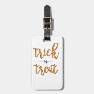 trick or treat halloween orange black simple luggage tag