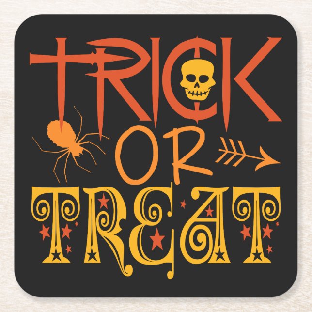 Trick or Treat Halloween paper coasters (Front)
