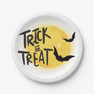 Trick or treat halloween paper plate