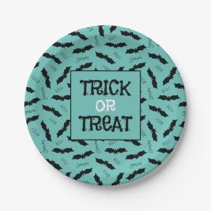 Trick or Treat Halloween Party Bats Paper Plate