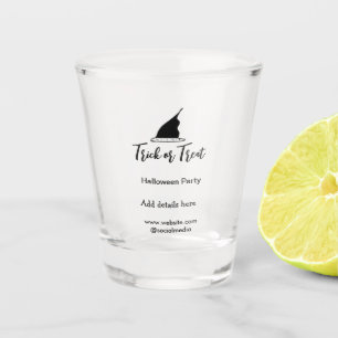 Trick or treat Halloween party black hat details w Shot Glass