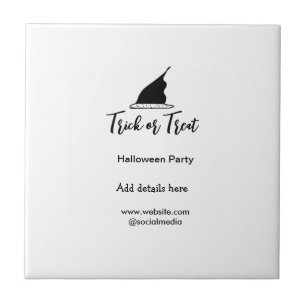 Trick or treat Halloween party black hat details w Tile