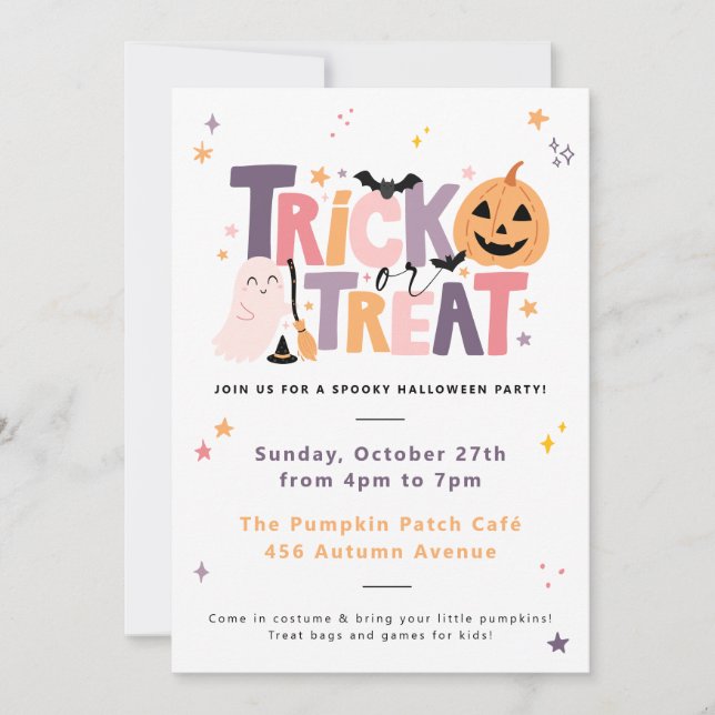Trick or Treat Halloween Party Invitation (Front)