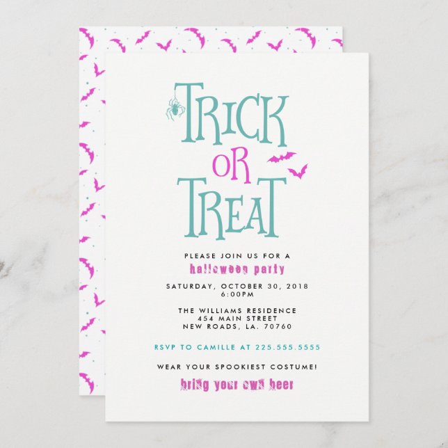 Trick or Treat Halloween Party Invitation (Front/Back)