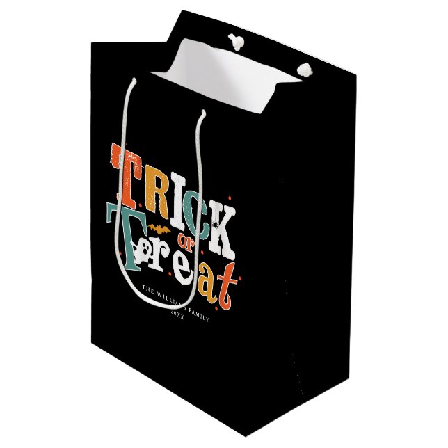 Trick Or Treat Halloween Party Medium Gift Bag (Front Angled)