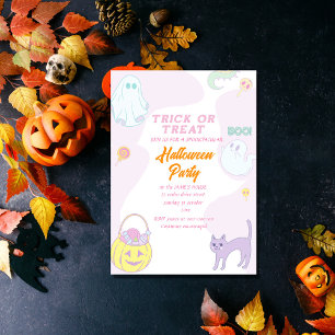 trick or treat halloween party time invitation