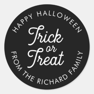 Trick or Treat Halloween Personalised Classic Round Sticker