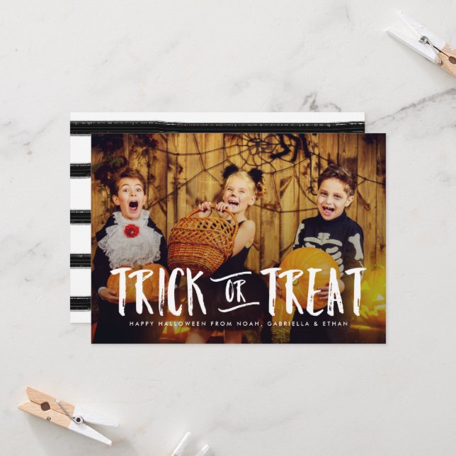 Trick Or Treat Halloween Photo Card (Front/Back In Situ)