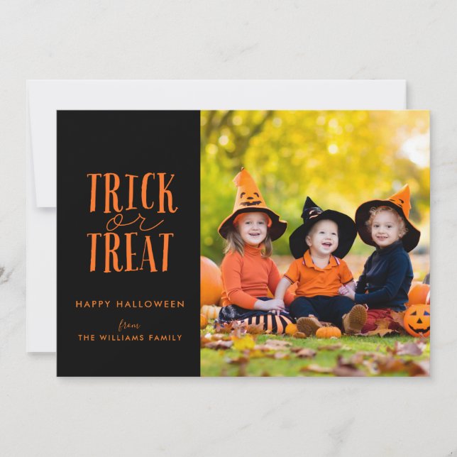 Trick or Treat Halloween Photo Card (Front)
