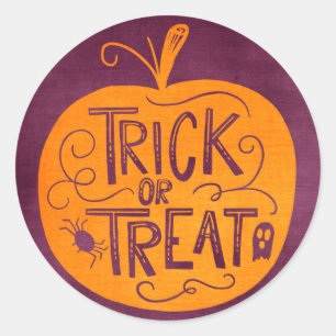 Trick or Treat Halloween Pumpkin Classic Round Sticker