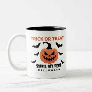 Trick or treat Halloween Pumpkin Funny Two-Tone Coffee Mug